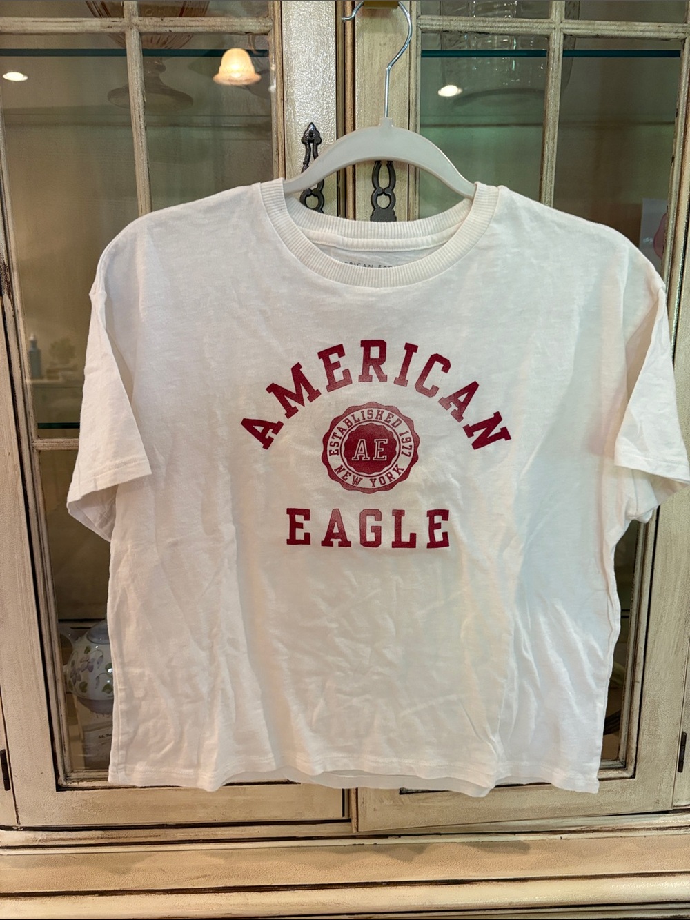 American Eagle Outfitters White Tee with Red Logo
